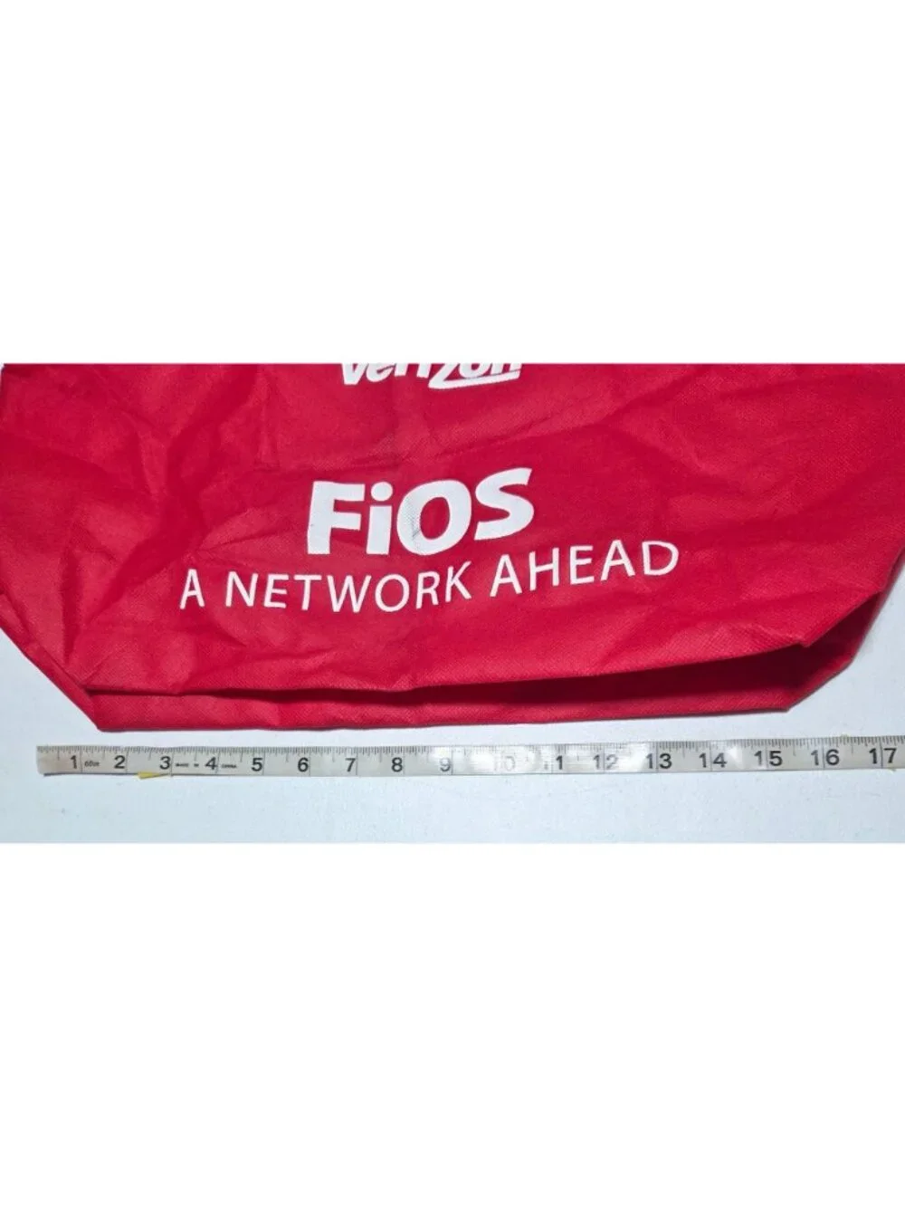 Verizon FiOS Red Tote Bag Non Woven Reusable Handles Shopping Errands Recycle